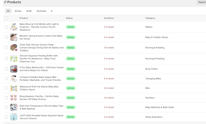 bulk import or export products to shopify store