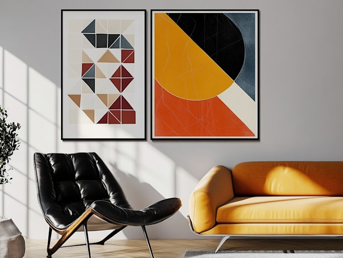 make mid century modern digital wall art for etsy store