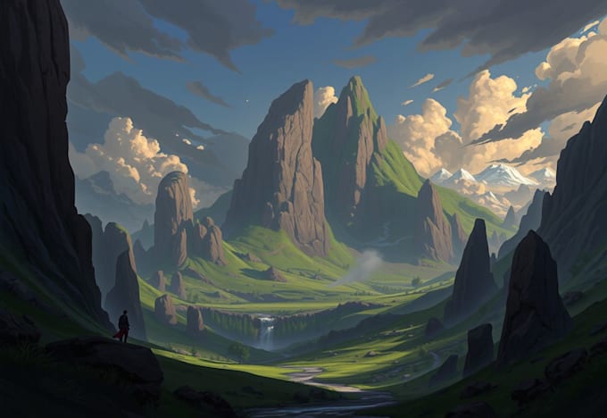 fantasy landscapes, character illustration, environment, digital painting