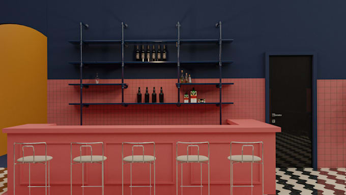 craft 3d restaurants interior, cafe, golf bar, lounge, store, rooftop bar render