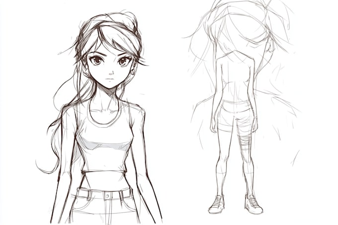 draw line art and sketch anime style