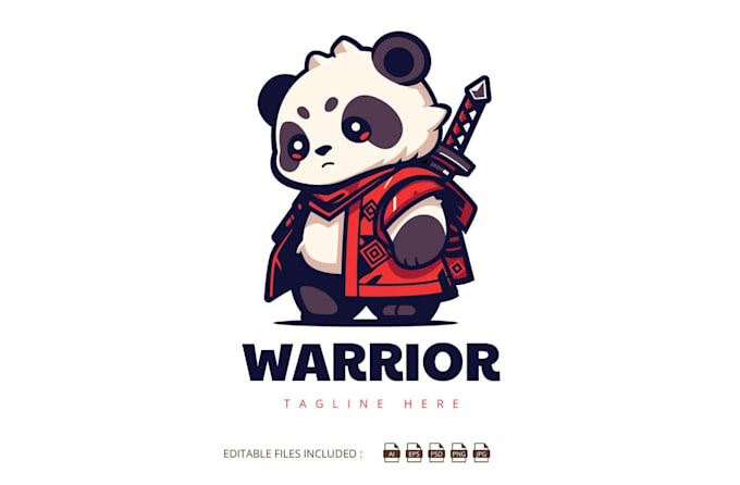 do creative mascot panda warrior logo design