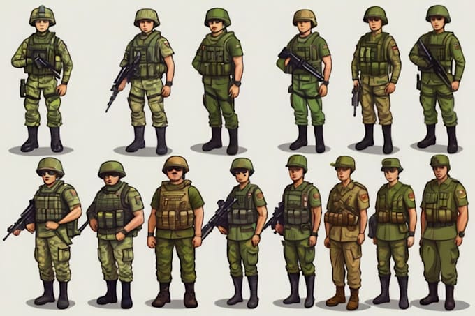 draw military character illustrations