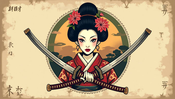 do outstanding geisha samurai logo with express delivery