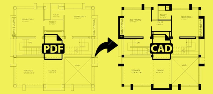 redraw 2d floor plan, house plan or blueprint in PDF to cad