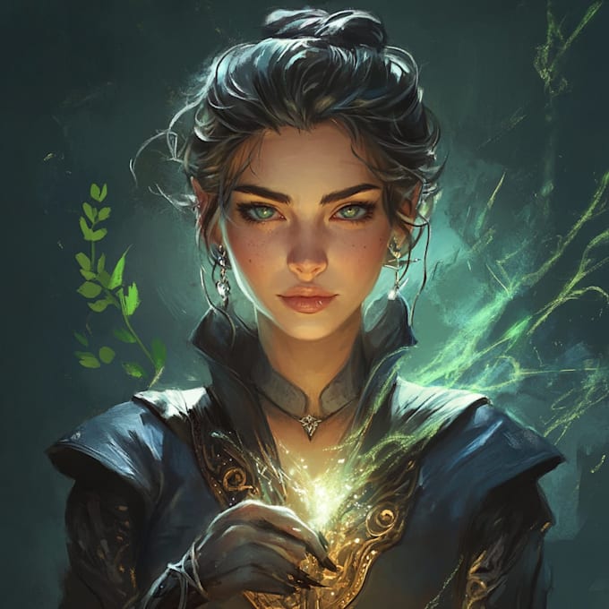 fantasy character design or concept art, illustration