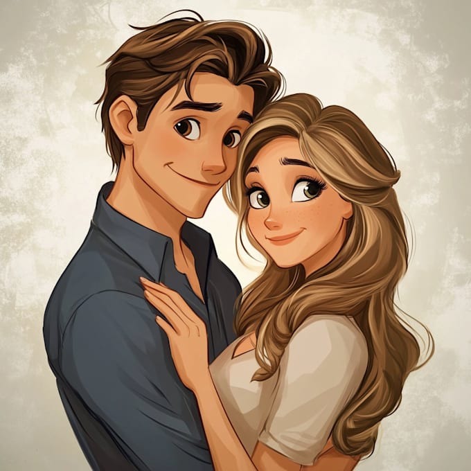 drawing a cartoon disney couple portrait