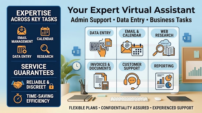 be your expert virtual assistant for admin support and data entry