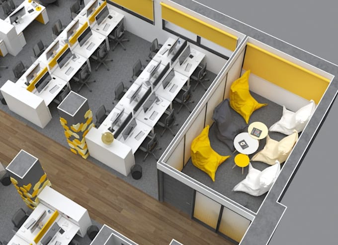turn 2d to 3d realistic factory floor plan,render site plan,office interior plan