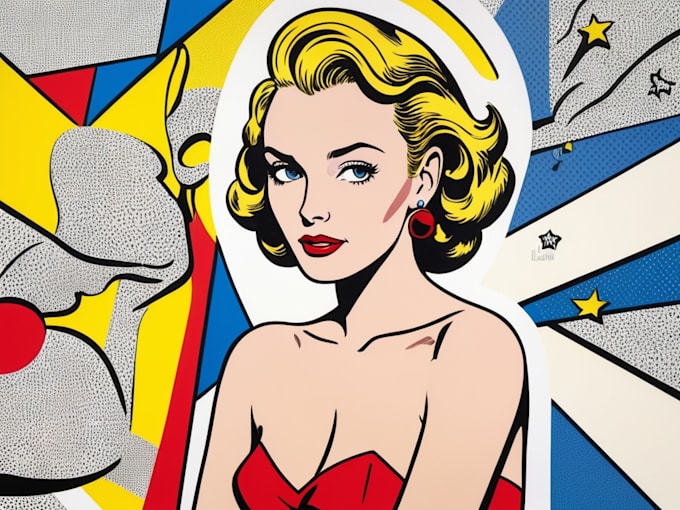 draw a retro pop art roy lichtenstein style