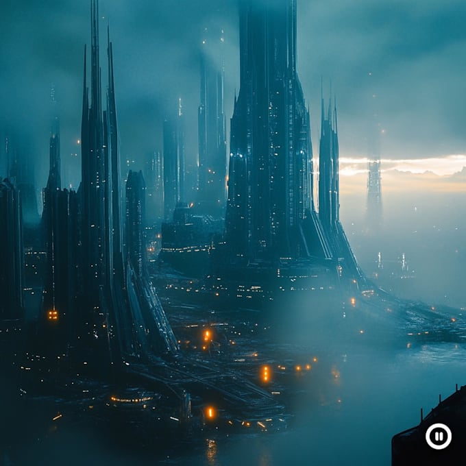 Make concept art science fiction city, cyberpunk city art by ...