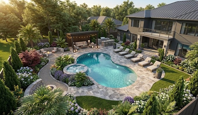 design landscape design , exterior design and 3d renderings