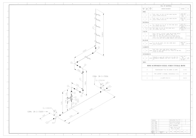 draw 2d piping layout and isometric in autocad with bom