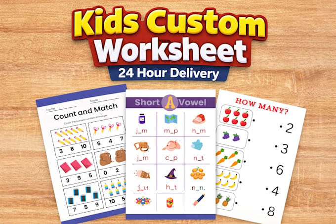 design custom kids worksheet, activity books, coloring books