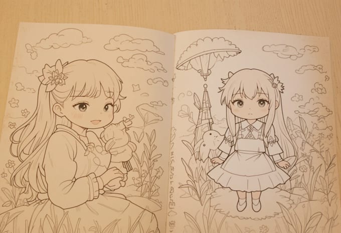 draw cute children coloring book pages