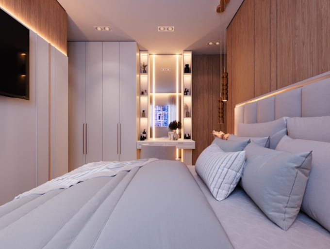 redesign 3d modern hotel interior, master suite design, apartment rendering, skp