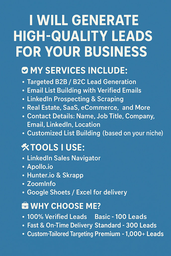 provide all types of quality leads