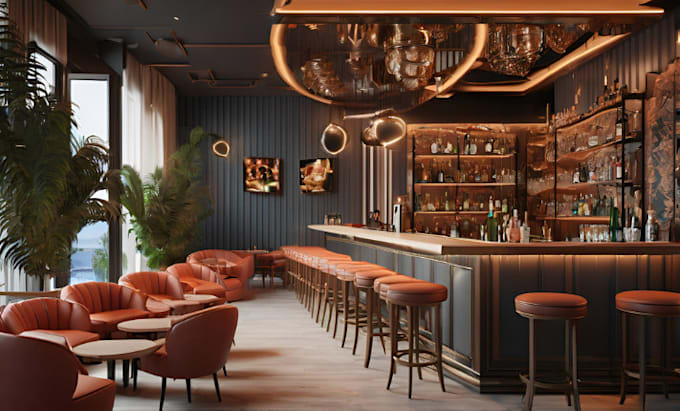 Do realistic 3d lounge bar interior an exterior design bar interior ...