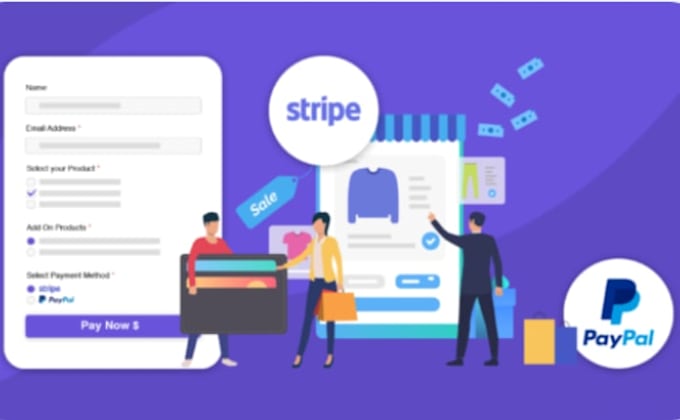 integrate paypal, stripe, payment method on your website