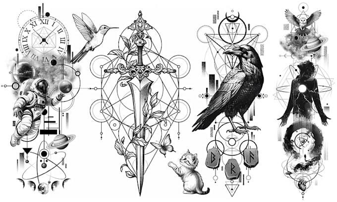 create geometric, fine line or micro realism tattoo design