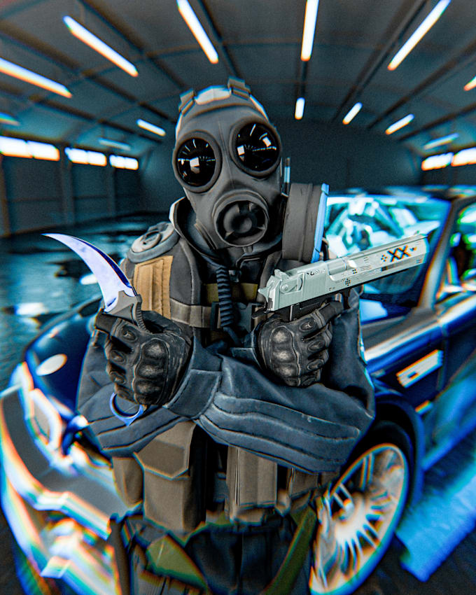 design an elite 3d cs2 artwork to flex