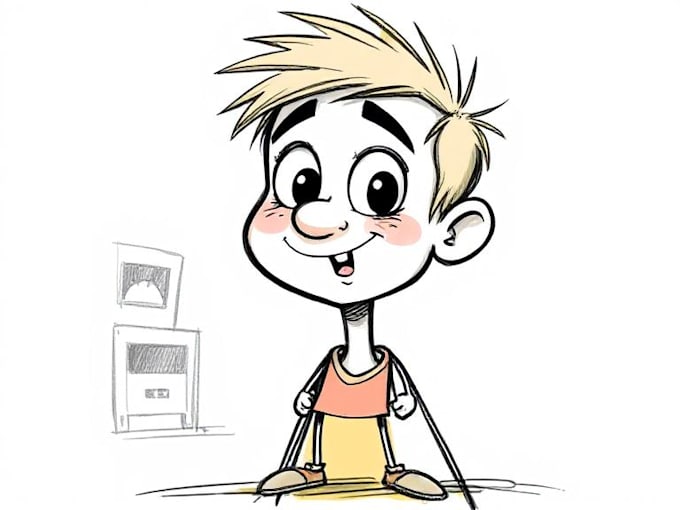draw a cartoon character in a funny sketch