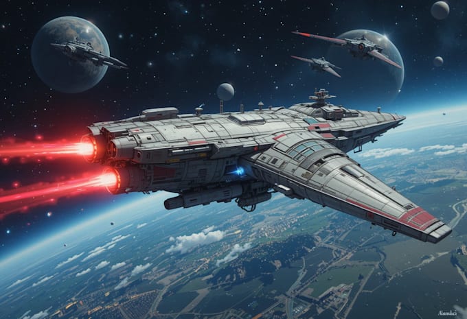 design a sci fi spaceship art