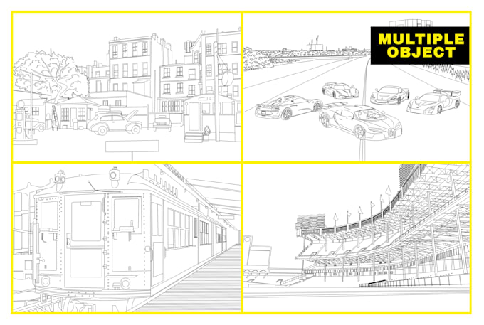 create building, house line art illustration, vector outline