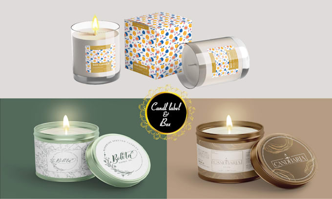 design luxury candle label with logo and box