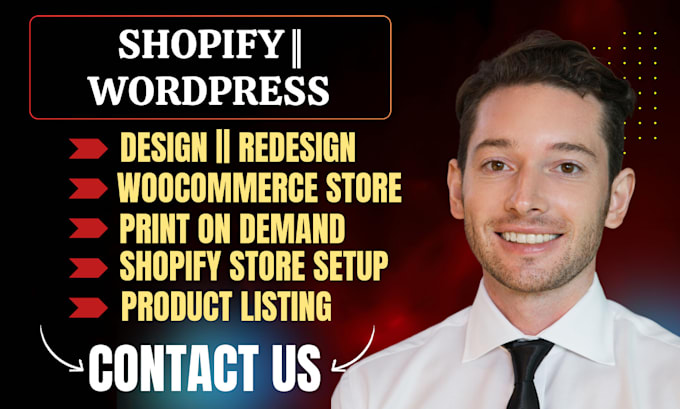 redesign shopify ecommerce store setup wordpress woocommerce printify printful