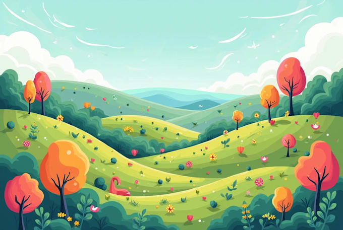 redraw landscape to cartoon vector