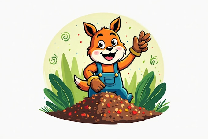design cartoon fun mulch and landscaping logo
