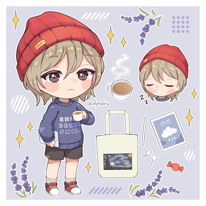 draw cute chibi anime portrait, avatar, original character