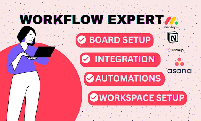 set up monday CRM workflow, migrate automate boards on notion trello airtable ai