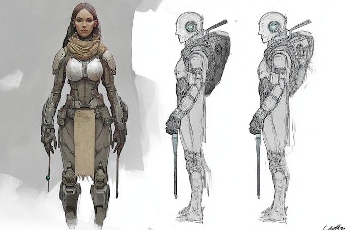 make your characters sci fi fantasy or cyberpunk sketch