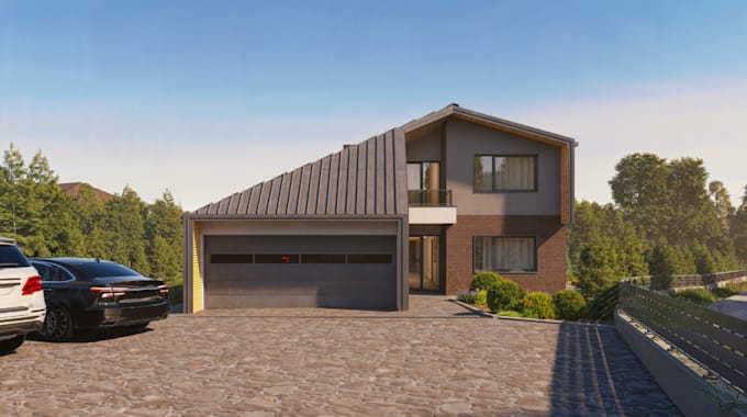 google map villa, real estate, luxury cgi,2d layout, house rendering, car park,