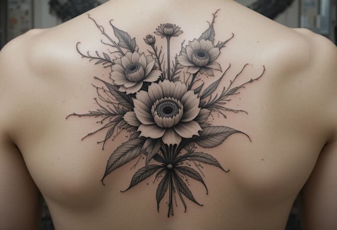 draw illustrations flower botanical for your tattoo