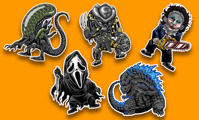 draw super detailed chibi character sticker pack design