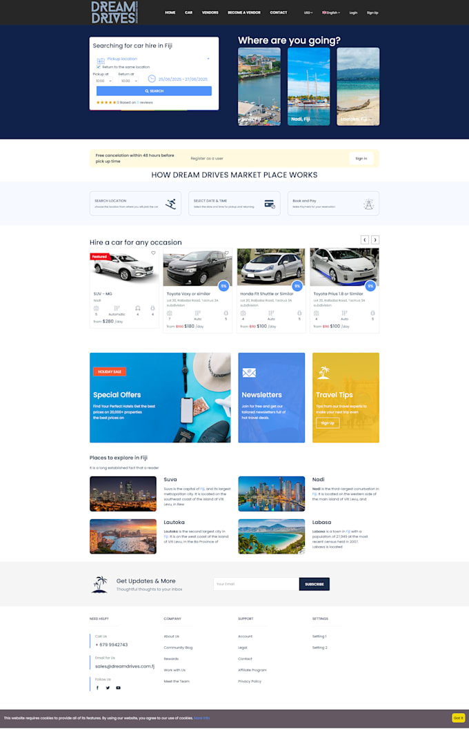 build a car rental and transport booking system website