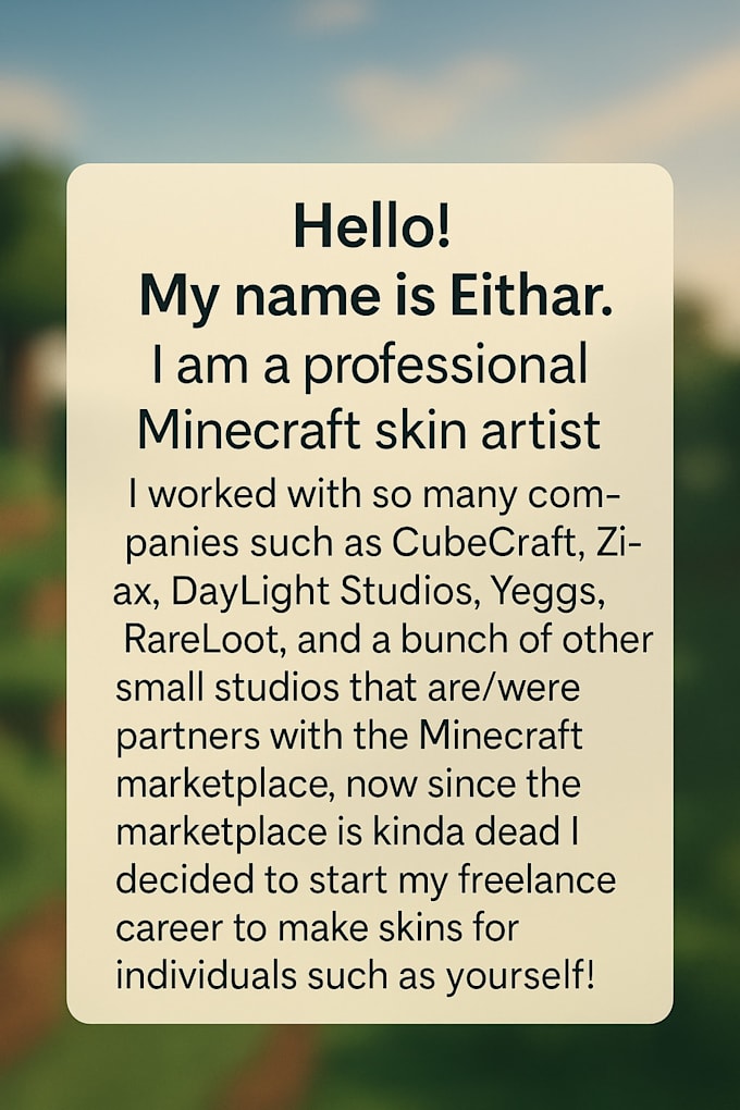 create a minecraft skin pack for you