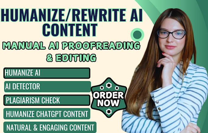 manually proofread, rewrite, humanize ai content, plagiarism check, ai detection