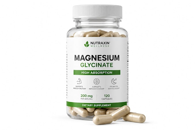 do realistic 3d rendering for your supplement bottle label, product mockup