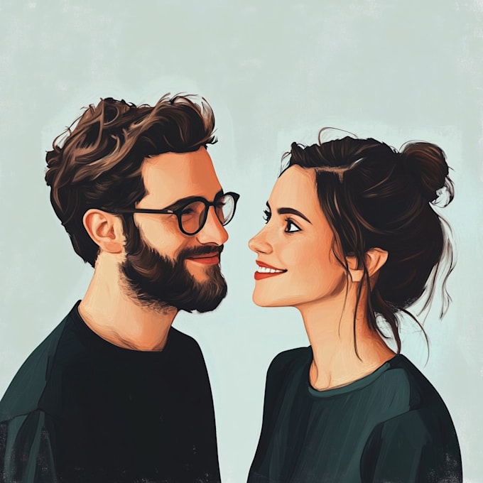 draw a couple portrait illustration