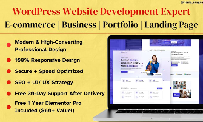 design a responsive wordpress website with elementor pro