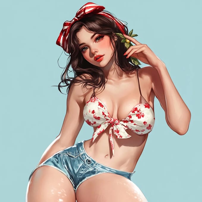 draw a pin up girl and pin up girl illustration