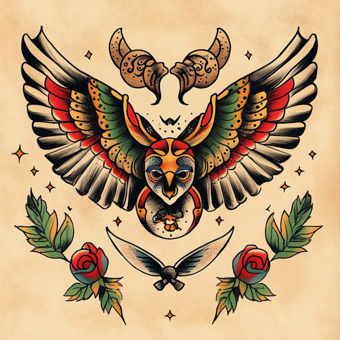 custom logo old school traditional tattoo design