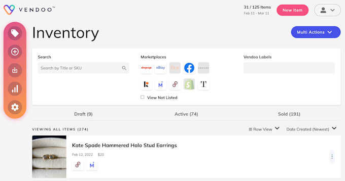 crosslist products drafts on poshmark, ebay using vendoo