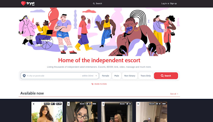 create a pro saas escort website like tryst or your design