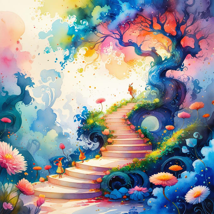 create watercolor and digital illustrations