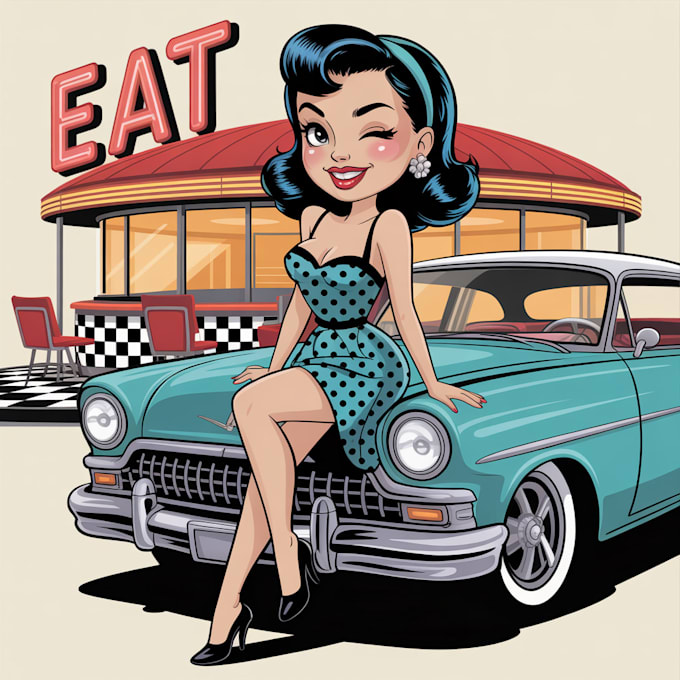 paint pin up and cartoon illustrations